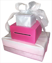 Pink and white wedding gift card box